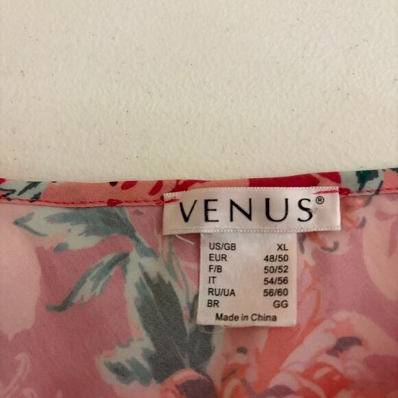 Venus Tank Top Women's XL Pink V-Neck Cami Satin Colorful Printed Adjustable - Picture 6 of 8